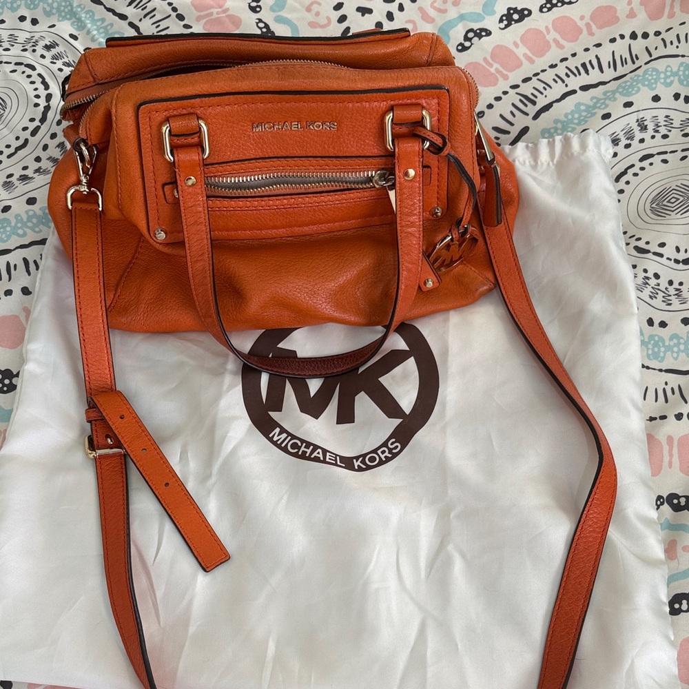 Michael Kors Orange Leather Crossbody Satchel